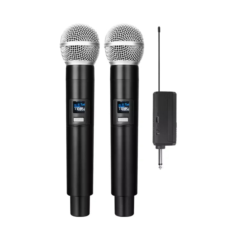 LEEDOAR Dual Channels UHF Wireless Microphone Set – Handheld Fixed Frequency Dynamic Mic for Karaoke, Weddings, Parties, Church & TV Show - ZAMAR AUDIO SOLUTIONS