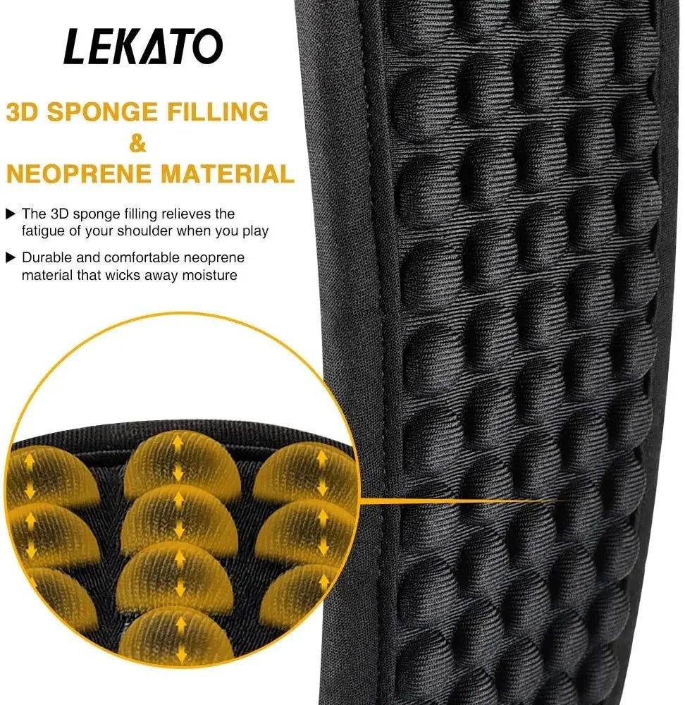 LEKATO Adjustable Guitar Strap – 3.5" Wide, Comfortable Non-Slip Shoulder Pad, 3D Sponge Padding with 6 Picks - ZAMAR AUDIO SOLUTIONS