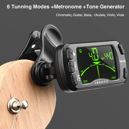 LEKATO Clip-On Tuner – 3-in-1 Digital Tuner, Metronome, Tone Generator for Guitar, Bass, Ukulele, Violin, Bright LCD Display - ZAMAR AUDIO SOLUTIONS