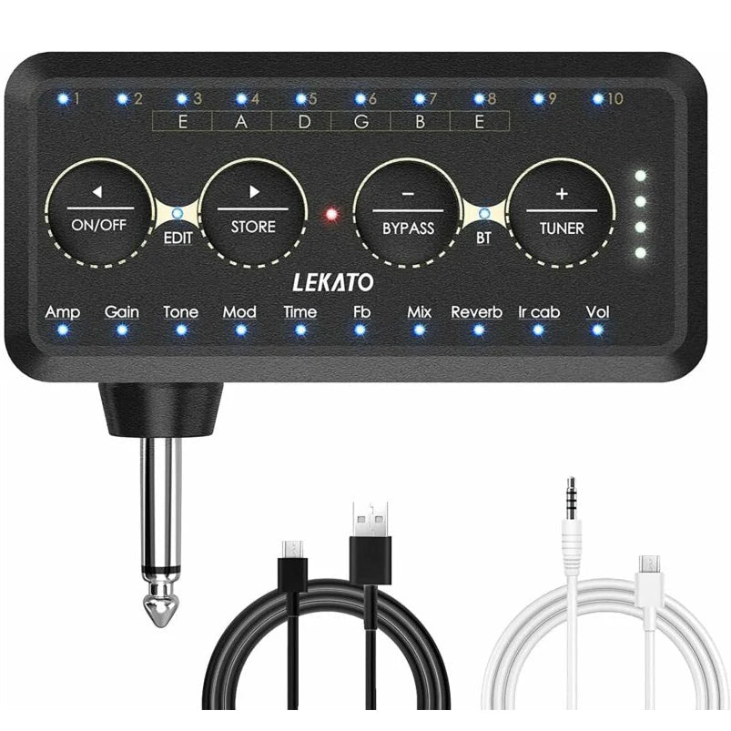LEKATO Electric Guitar Effect Pedal Headphone Mini Amplifier – Distortion Effect, Rechargeable Battery, AUX-In, Portable Combo Amp PA-1 - ZAMAR AUDIO SOLUTIONS