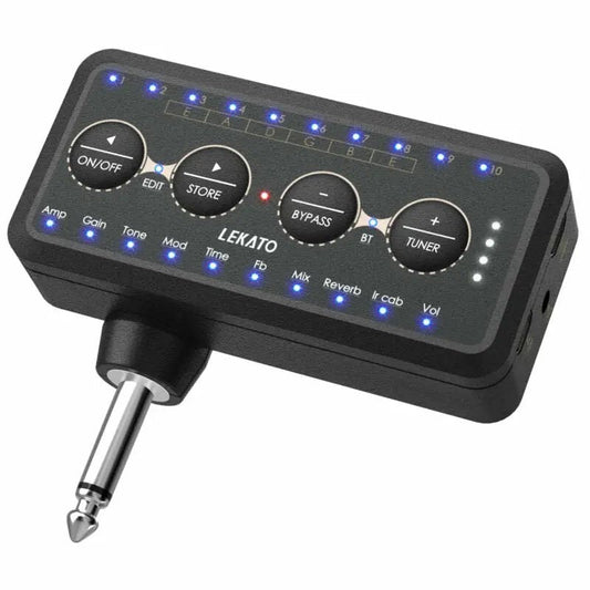 LEKATO Electric Guitar Effect Pedal Headphone Mini Amplifier – Distortion Effect, Rechargeable Battery, AUX-In, Portable Combo Amp PA-1 - ZAMAR AUDIO SOLUTIONS
