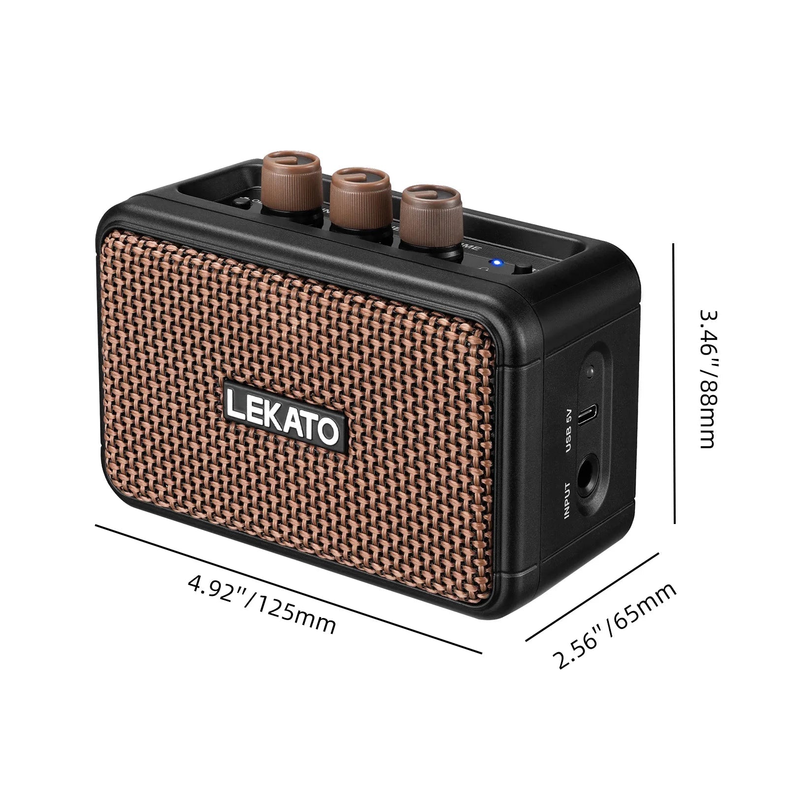 LEKATO Mini Electric Guitar Amplifier – Dual Speakers, 5W Rechargeable Bluetooth Amp with Clean and Overdrive Effects, Retro Design - ZAMAR AUDIO SOLUTIONS