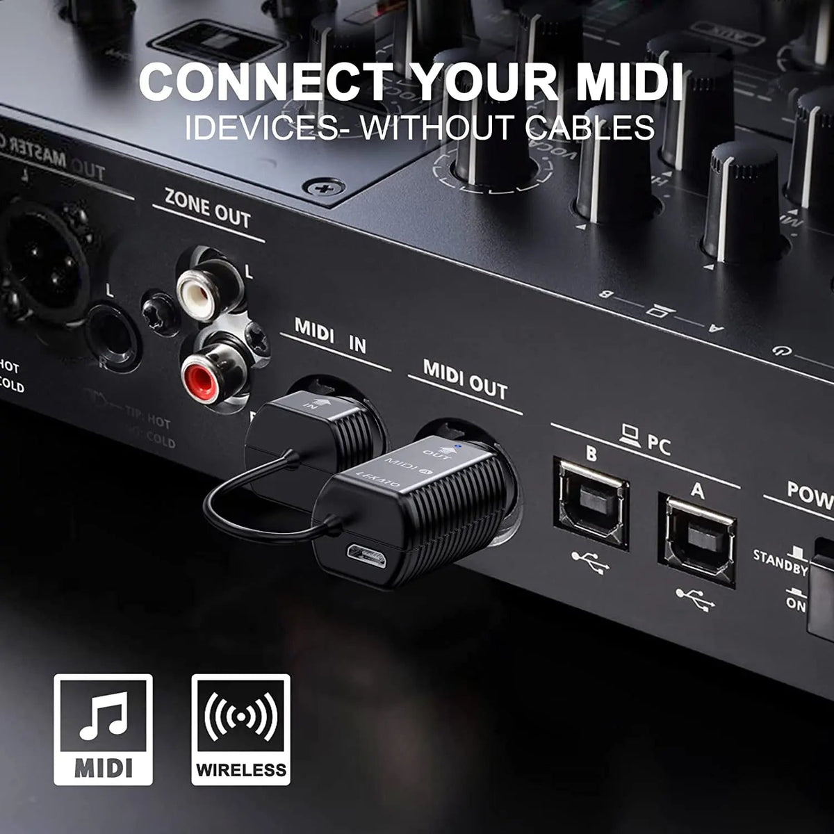 LEKATO Wireless MIDI Adapter MS1 – Mini Wireless Transmission System, 5 PIN for EWI, Keytar, Digital Piano, and MIDI Devices - ZAMAR AUDIO SOLUTIONS