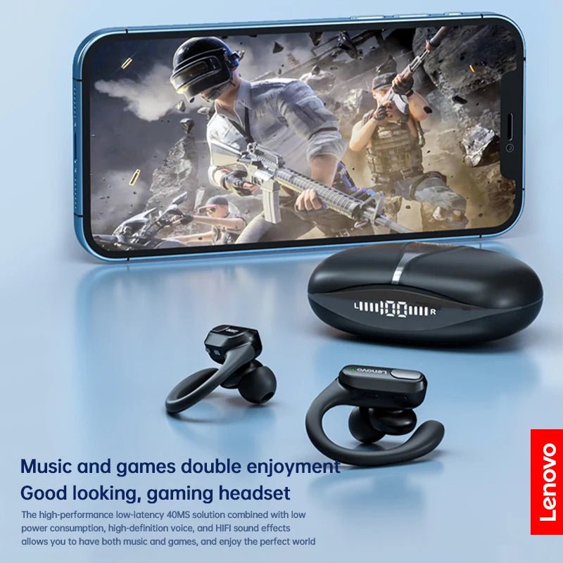 Lenovo Ear Hook True Wireless Earphones – Dynamic Sound, Active Noise - Cancellation, and Bluetooth 5.3 for Sports, Gaming, and Outdoor Use - ZAMAR AUDIO SOLUTIONS