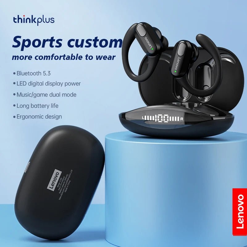Lenovo Ear Hook True Wireless Earphones – Dynamic Sound, Active Noise - Cancellation, and Bluetooth 5.3 for Sports, Gaming, and Outdoor Use - ZAMAR AUDIO SOLUTIONS