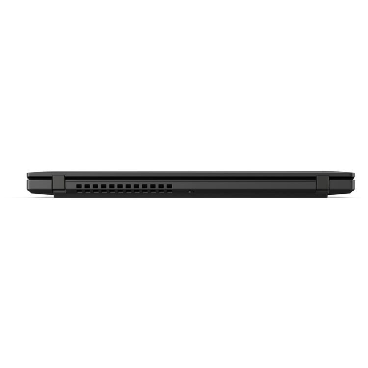 Lenovo ThinkPad T14 Ex UK Kenya closed bottom edge view showing rear ventilation grille and chassis thickness