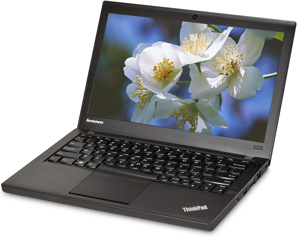 Lenovo ThinkPad X240 Kenya — 3/4 front-left view open, Lenovo logo on lid, full keyboard and trackpad visible