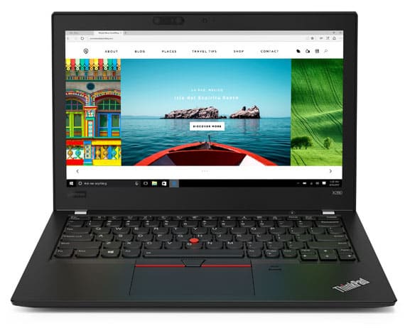 ThinkPad X280 notebook Kenya — straight-on front view, 12.5-inch display with browser open and full keyboard