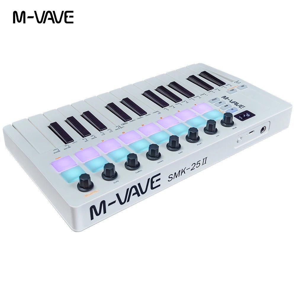 M-VAVE SMK-II 25 Key MIDI Keyboard Controller with Bluetooth & RGB Drum Pads