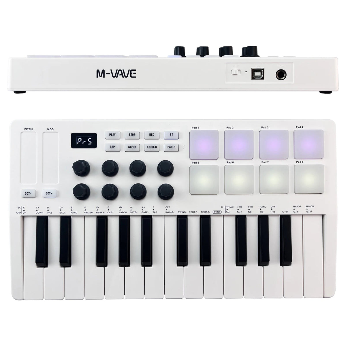 M-VAVE SMK-II 25 Key MIDI Keyboard Controller with Bluetooth & RGB Drum Pads