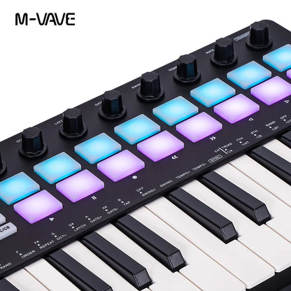 M-VAVE SMK-II 25 Key MIDI Keyboard Controller with Bluetooth & RGB Drum Pads