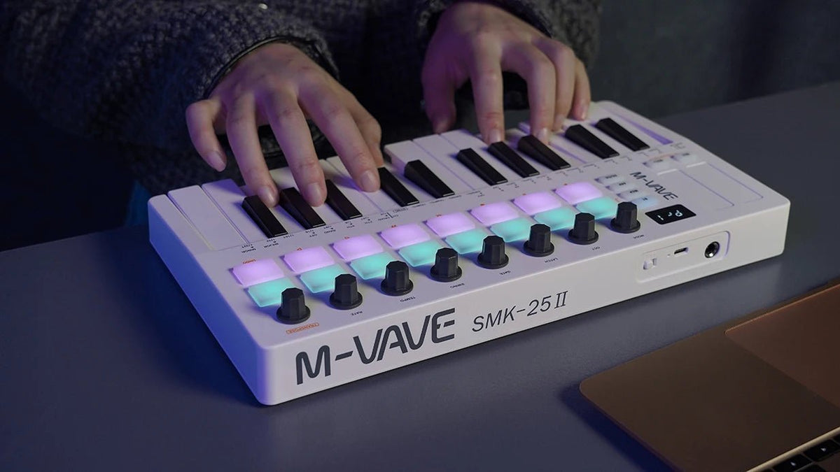 M-VAVE SMK-II 25 Key MIDI Keyboard Controller with Bluetooth & RGB Drum Pads
