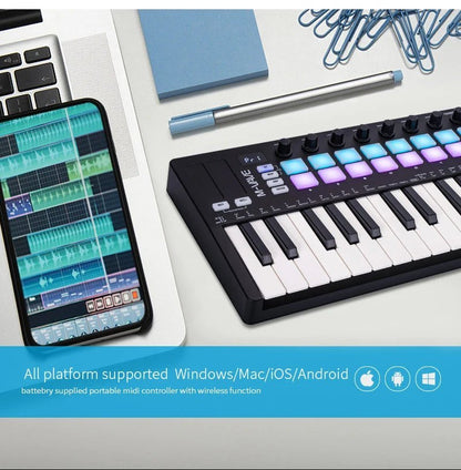 M-VAVE SMK-II 25 Key MIDI Keyboard Controller with Bluetooth & RGB Drum Pads
