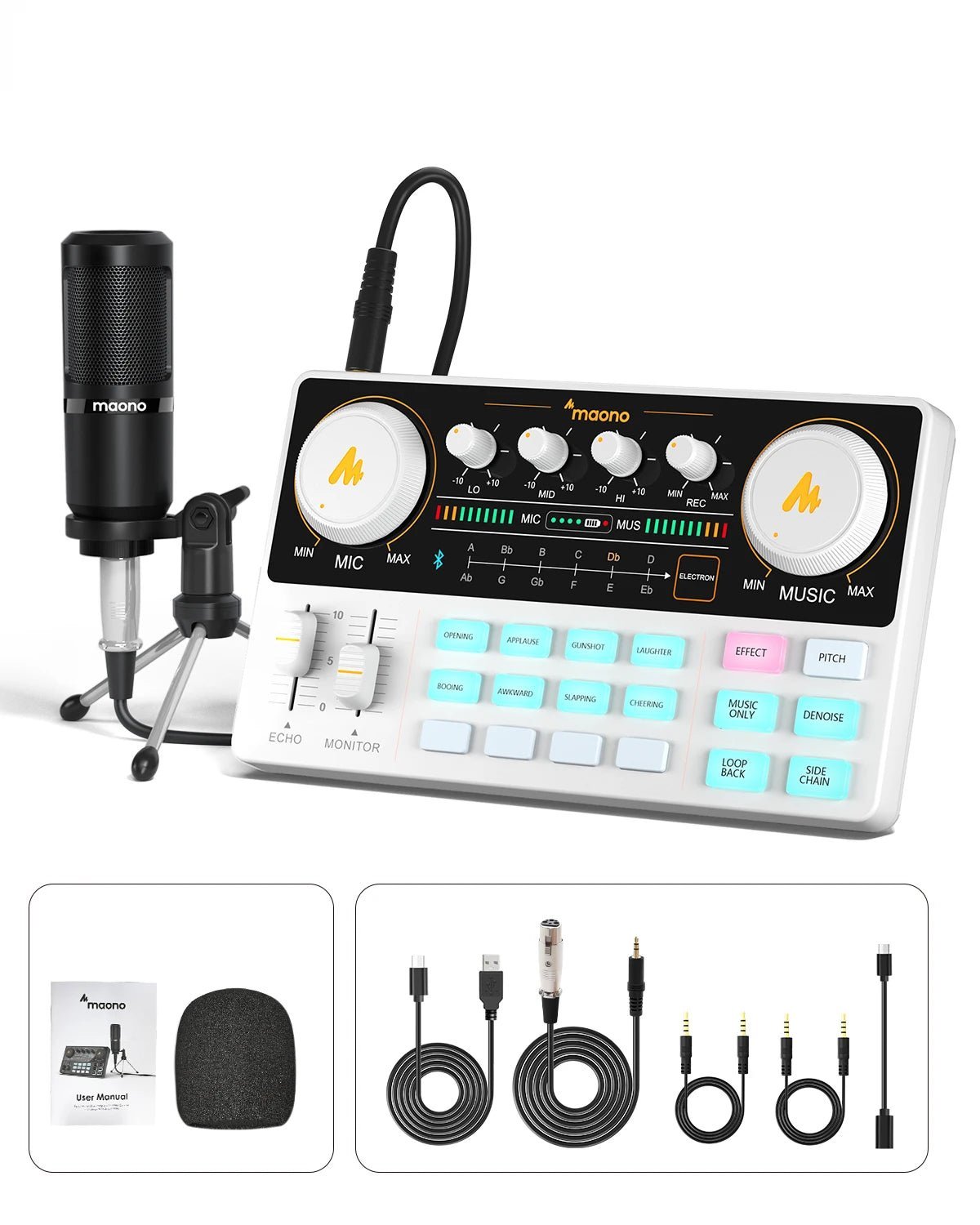 Maono AM200-S1 Sound Card & Microphone Set – MaonoCaster Audio Interface with Condenser Mic for Live Streaming, Recording, PC & Phone - ZAMAR AUDIO SOLUTIONS