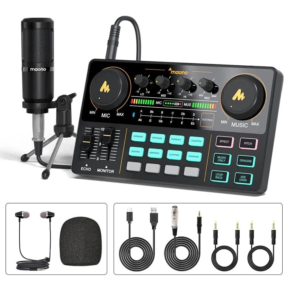 Maono AM200-S1 Sound Card & Microphone Set – MaonoCaster Audio Interface with Condenser Mic for Live Streaming, Recording, PC & Phone - ZAMAR AUDIO SOLUTIONS