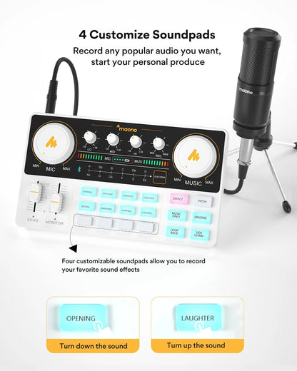 Maono AM200 - S1 Sound Card & Microphone Set – MaonoCaster Audio Interface with Condenser Mic for Live Streaming, Recording, PC & Phone - ZAMAR AUDIO SOLUTIONS