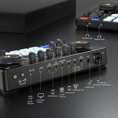 Maono AME2 Sound Card Maonocaster – All - In - One Mixer & Audio Interface for Live Streaming, Guitar, PC, Podcasting Studio - ZAMAR AUDIO SOLUTIONS