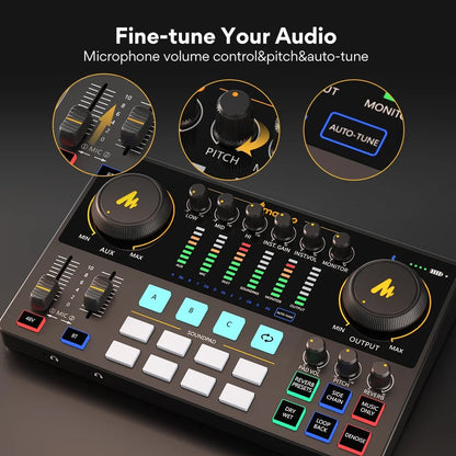 Maono AME2 Sound Card Maonocaster – All - In - One Mixer & Audio Interface for Live Streaming, Guitar, PC, Podcasting Studio - ZAMAR AUDIO SOLUTIONS