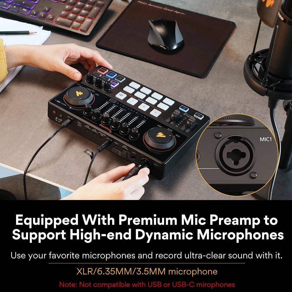 Maono AME2 Sound Card Maonocaster – All-In-One Mixer & Audio Interface for Live Streaming, Guitar, PC, Podcasting Studio - ZAMAR AUDIO SOLUTIONS