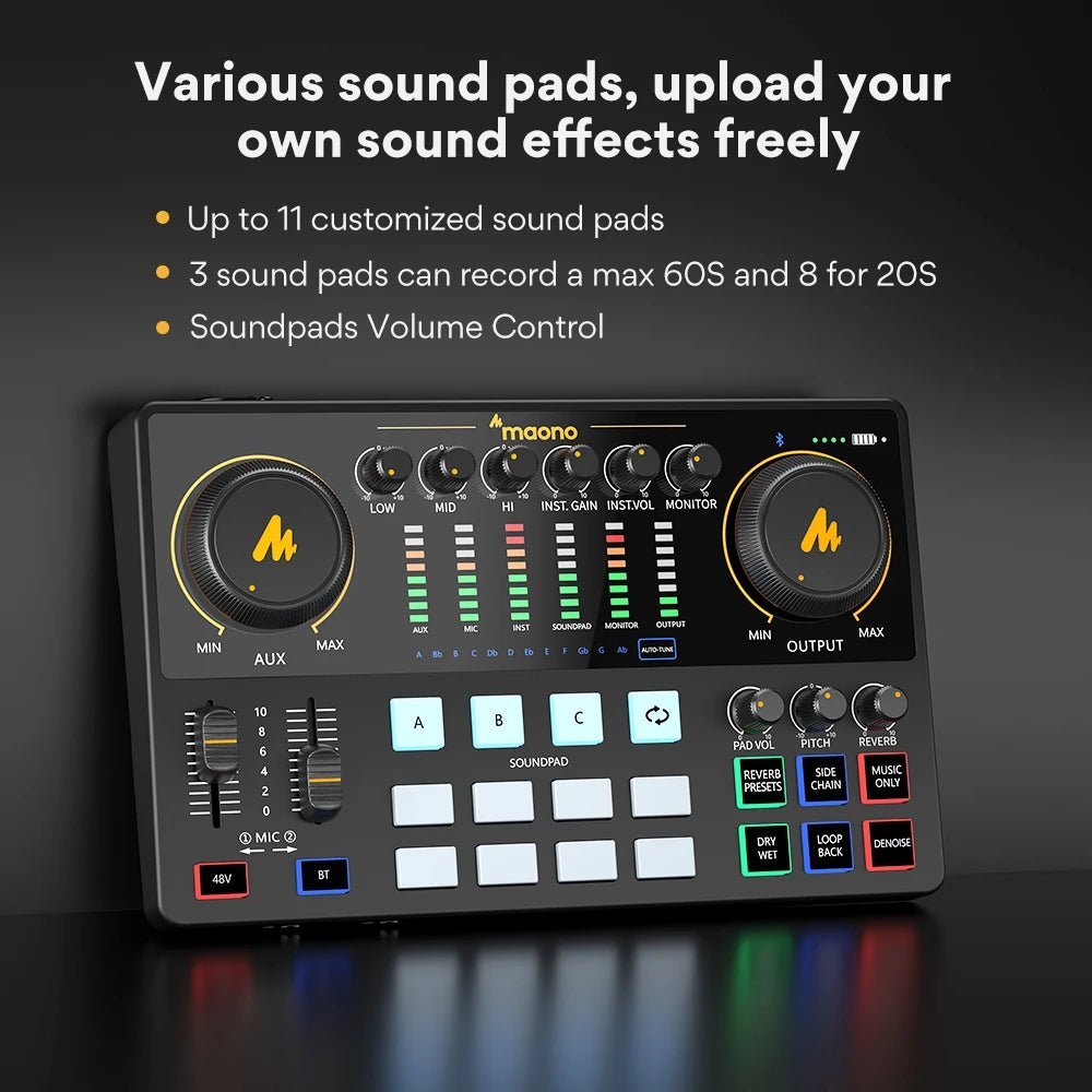 Maono AME2 Sound Card Maonocaster – All-In-One Mixer & Audio Interface for Live Streaming, Guitar, PC, Podcasting Studio - ZAMAR AUDIO SOLUTIONS