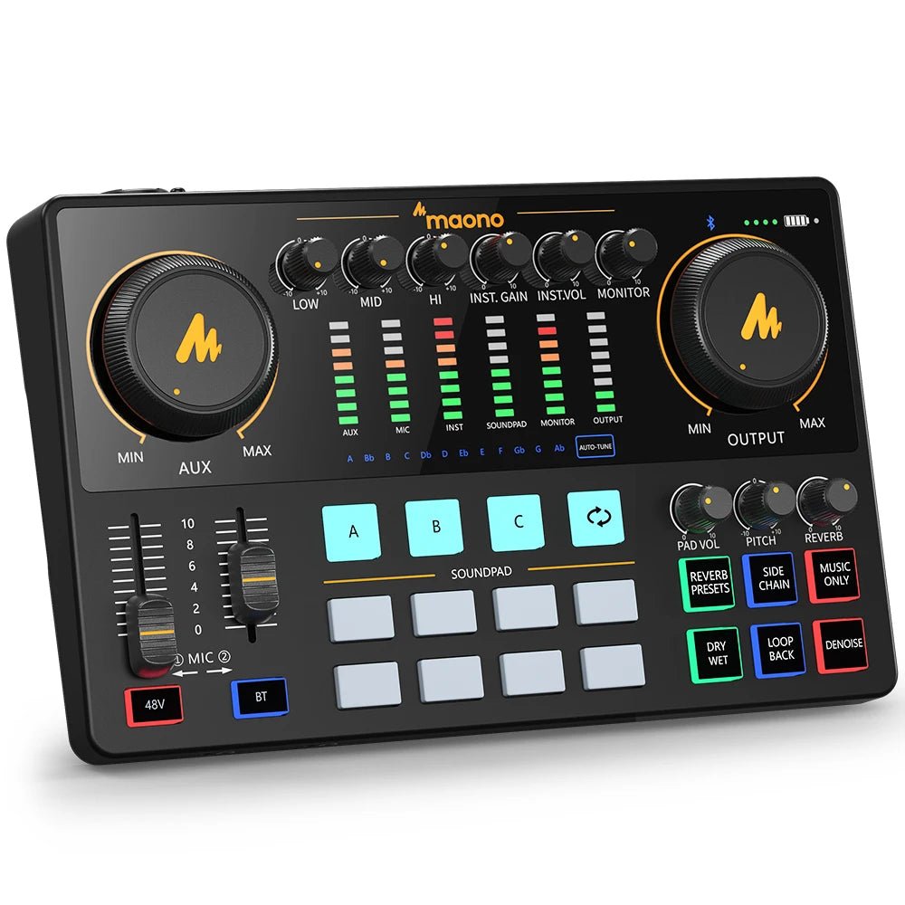 Maono AME2 Sound Card Maonocaster – All - In - One Mixer & Audio Interface for Live Streaming, Guitar, PC, Podcasting Studio - ZAMAR AUDIO SOLUTIONS
