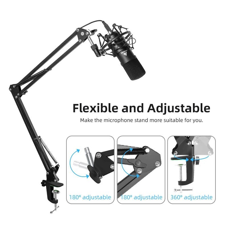 MAONO AU-B01 Microphone Suspension Boom Arm – Professional Scissor Arm Stand for Podcast, Streaming, and YouTube - ZAMAR AUDIO SOLUTIONS