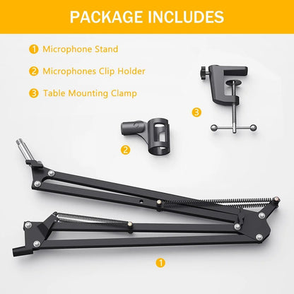 MAONO AU-B01 Microphone Suspension Boom Arm – Professional Scissor Arm Stand for Podcast, Streaming, and YouTube - ZAMAR AUDIO SOLUTIONS