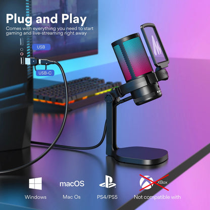 Maono DGM20 USB Gaming Microphone – Noise Cancellation, RGB Lighting, Real - Time Monitoring, and Complete Recording Kit - ZAMAR AUDIO SOLUTIONS