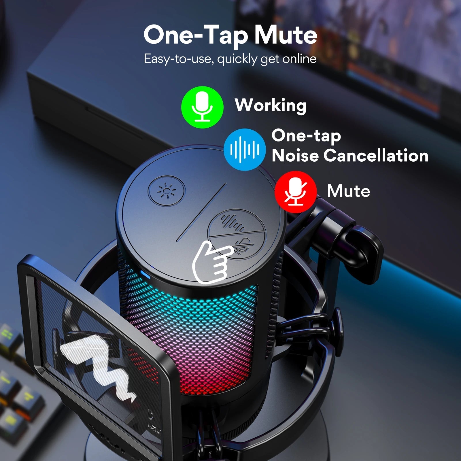 Maono DGM20 USB Gaming Microphone – Noise Cancellation, RGB Lighting, Real - Time Monitoring, and Complete Recording Kit - ZAMAR AUDIO SOLUTIONS