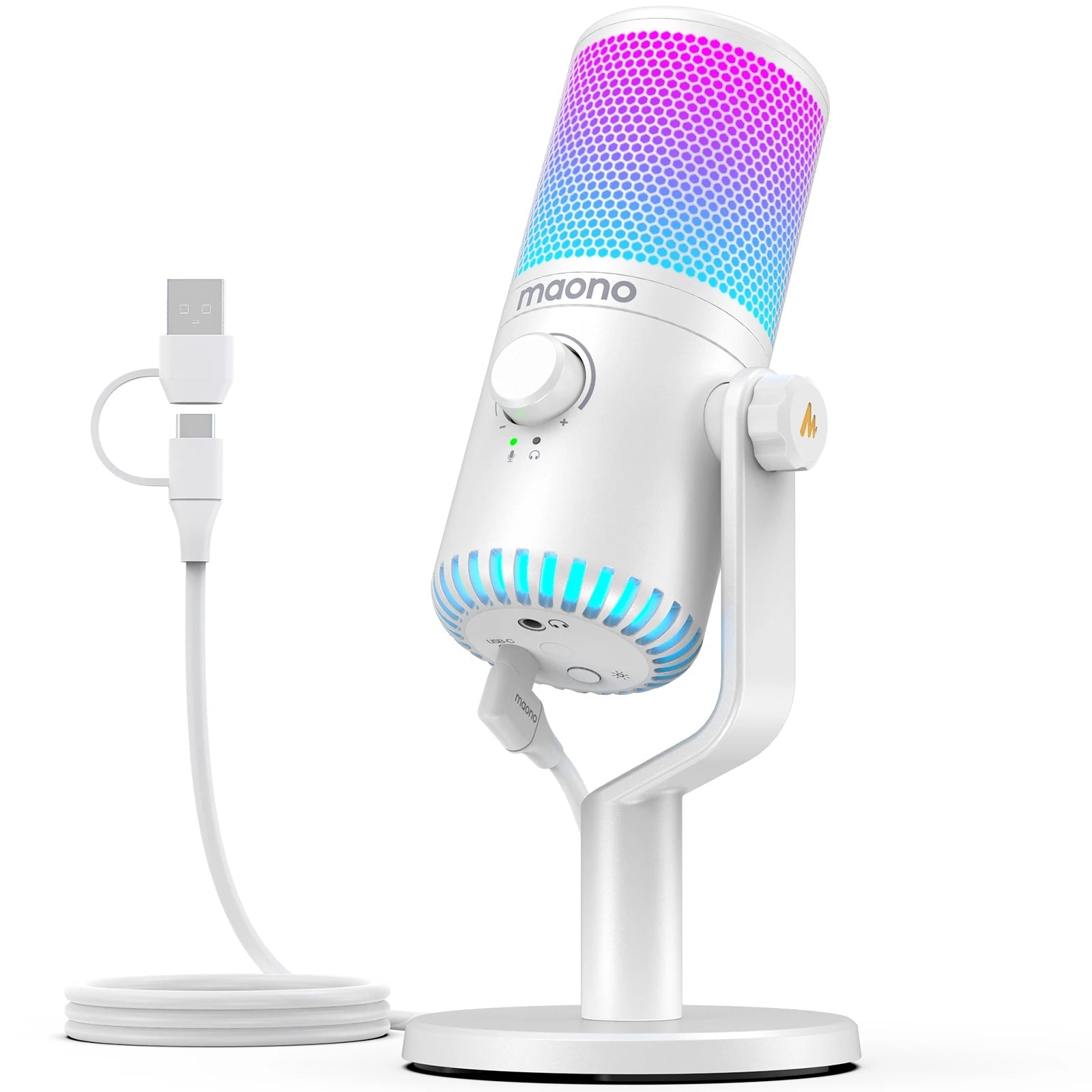 Maono DM30 USB/Type - C Gaming Microphone – Zero Latency Monitoring, Adjustable 7 - Color Breath Light for Podcasting, Streaming, and Pro Studio - ZAMAR AUDIO SOLUTIONS