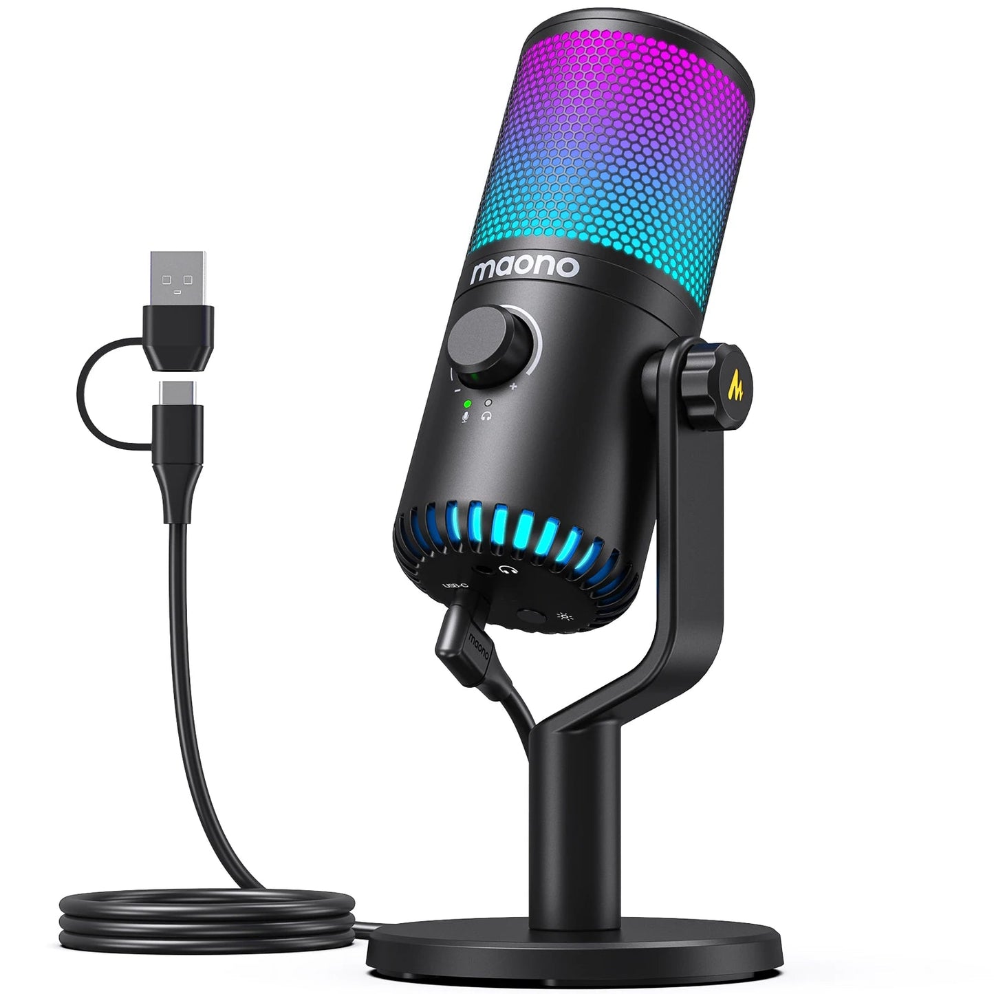 Maono DM30 USB/Type - C Gaming Microphone – Zero Latency Monitoring, Adjustable 7 - Color Breath Light for Podcasting, Streaming, and Pro Studio - ZAMAR AUDIO SOLUTIONS