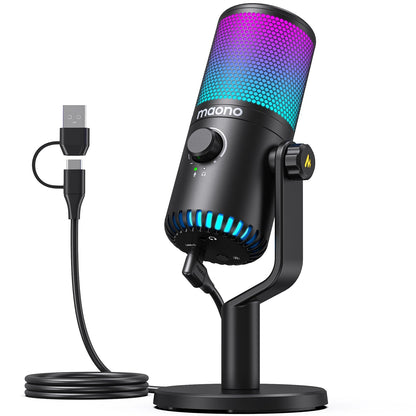 Maono DM30 USB/Type - C Gaming Microphone – Zero Latency Monitoring, Adjustable 7 - Color Breath Light for Podcasting, Streaming, and Pro Studio - ZAMAR AUDIO SOLUTIONS