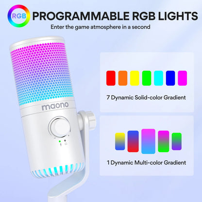 Maono DM30 USB/Type - C Gaming Microphone – Zero Latency Monitoring, Adjustable 7 - Color Breath Light for Podcasting, Streaming, and Pro Studio - ZAMAR AUDIO SOLUTIONS