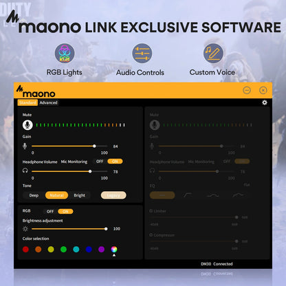 Maono DM30 USB/Type - C Gaming Microphone – Zero Latency Monitoring, Adjustable 7 - Color Breath Light for Podcasting, Streaming, and Pro Studio - ZAMAR AUDIO SOLUTIONS