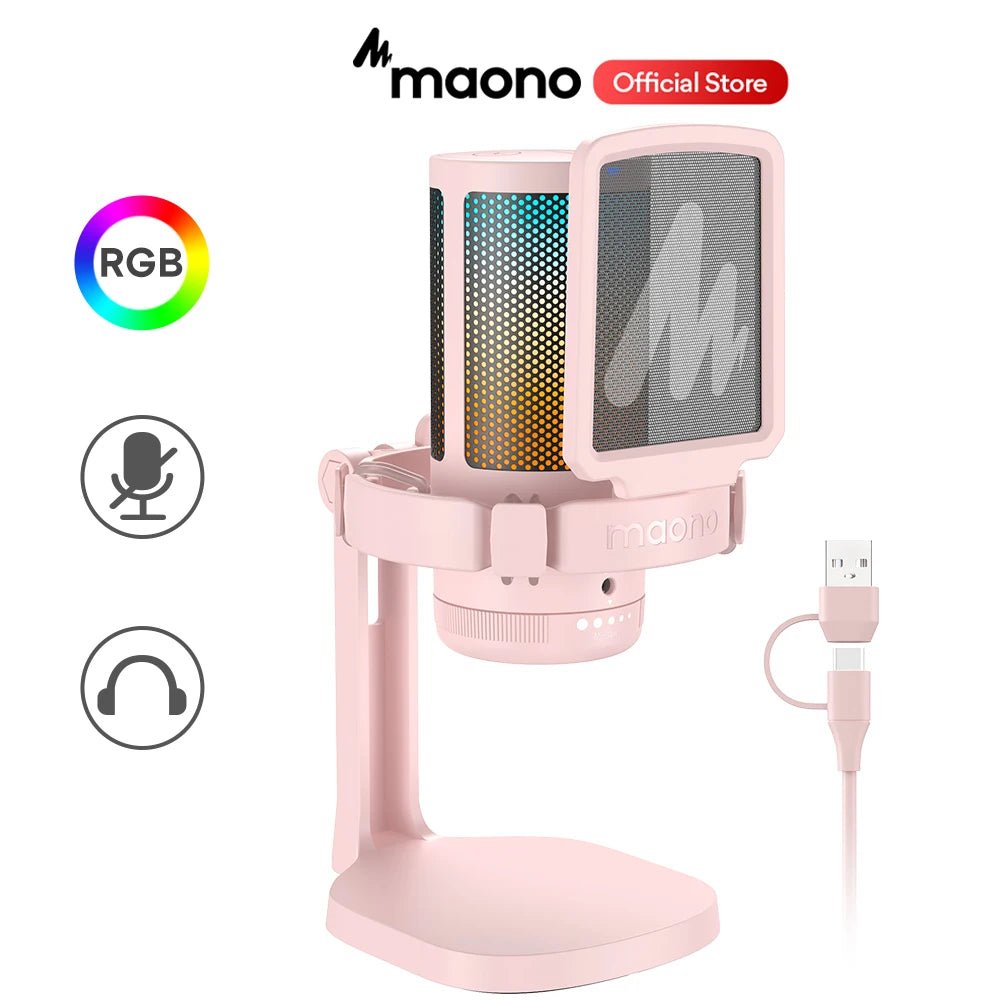 Maono Gamerwave DGM20 USB Microphone – Gaming Condenser Mic with RGB Light, Noise Canceling, Mic Gain & One Key Mute - ZAMAR AUDIO SOLUTIONS
