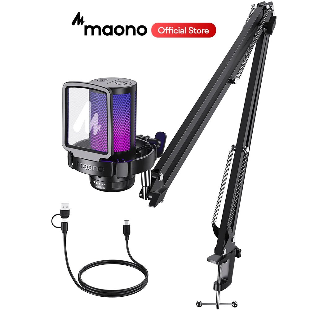 Maono Gamerwave DGM20 USB Microphone – Gaming Condenser Mic with RGB Light, Noise Canceling, Mic Gain & One Key Mute - ZAMAR AUDIO SOLUTIONS