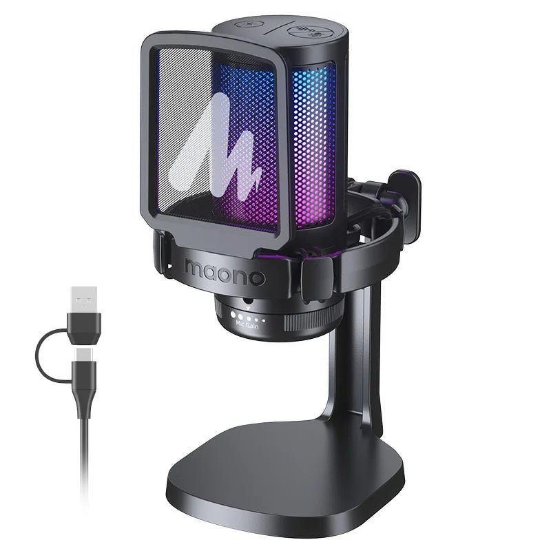 Maono Gamerwave DGM20 USB Microphone – Gaming Condenser Mic with RGB Light, Noise Canceling, Mic Gain & One Key Mute - ZAMAR AUDIO SOLUTIONS