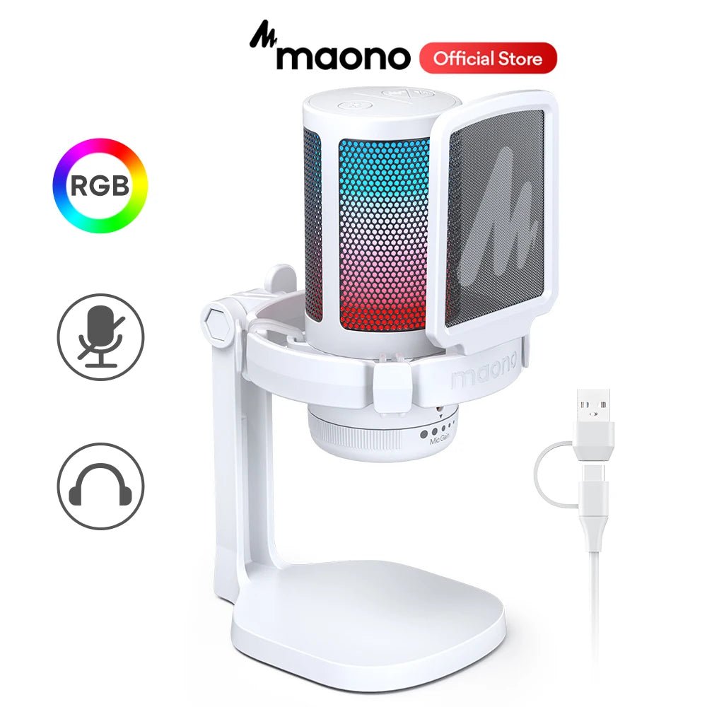 Maono Gamerwave DGM20 USB Microphone – Gaming Condenser Mic with RGB Light, Noise Canceling, Mic Gain & One Key Mute - ZAMAR AUDIO SOLUTIONS