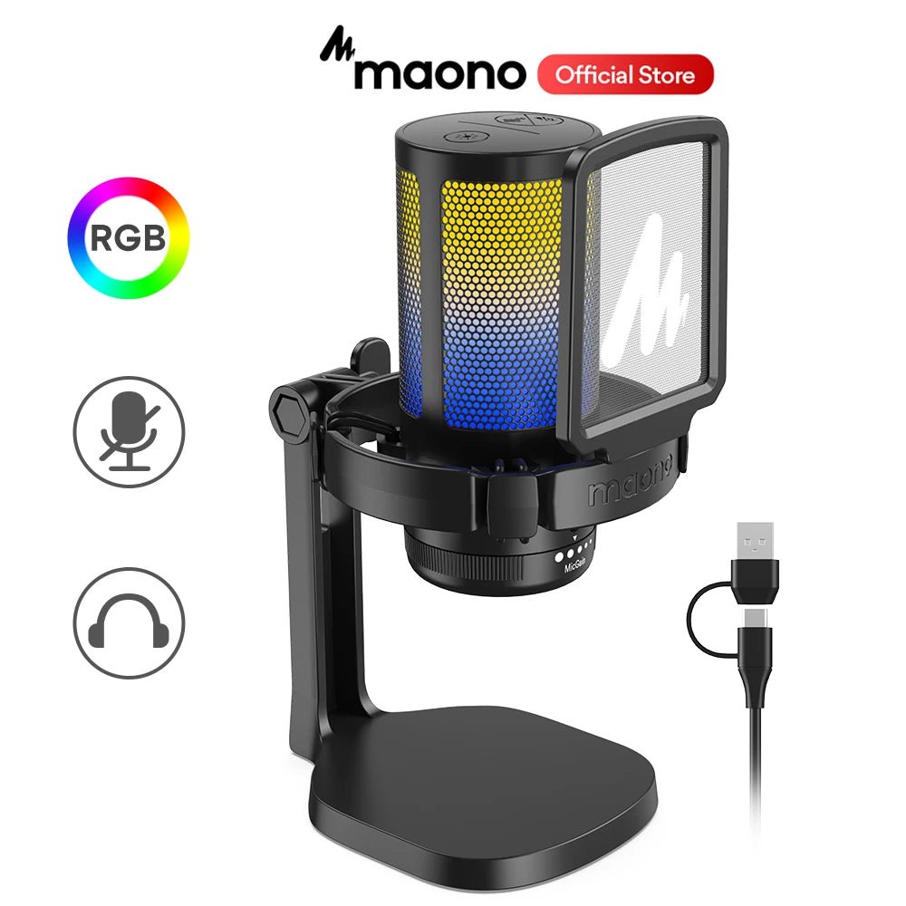 Maono Gamerwave DGM20 USB Microphone – Gaming Condenser Mic with RGB Light, Noise Canceling, Mic Gain & One Key Mute - ZAMAR AUDIO SOLUTIONS