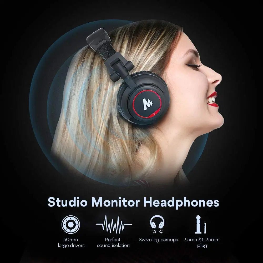 Maono Monitor Headphones – 50MM Drivers, Over Ear, Lightweight, Foldable, for Smartphone, Computer, Podcast - ZAMAR AUDIO SOLUTIONS