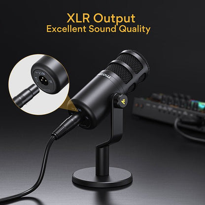 MAONO PD100 XLR podcast microphone Kenya in use on a desk recording setup with audio interface