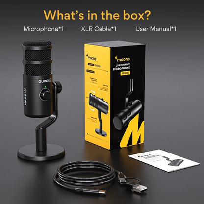 MAONO PD100U Dynamic USB Microphone – Type - C Connector for Phone, Computer, Metal Mic for Recording, Streaming, and Gaming - ZAMAR AUDIO SOLUTIONS
