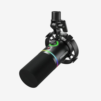 MAONO PD200X dynamic microphone Kenya — black USB/XLR podcast mic front view on white background