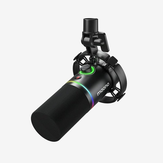 MAONO PD200X dynamic microphone Kenya — black USB/XLR podcast mic front view on white background