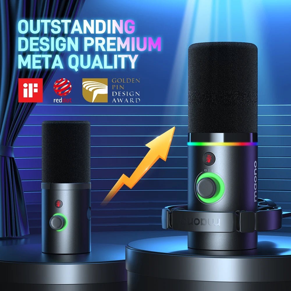 Maono PD200X Dynamic USB/XLR Microphone – Metal Mic for Gaming, Recording, Streaming, YouTube, with Tap-to-Mute, Gain Knob, and RGB Lights - ZAMAR AUDIO SOLUTIONS