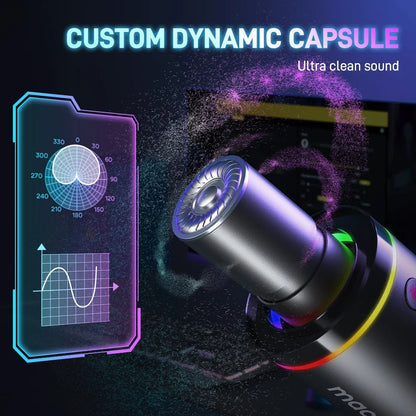 Maono PD200X Dynamic USB/XLR Microphone – Metal Mic for Gaming, Recording, Streaming, YouTube, with Tap-to-Mute, Gain Knob, and RGB Lights - ZAMAR AUDIO SOLUTIONS