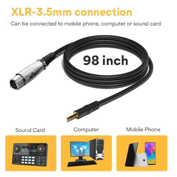 MAONO PM360 microphone Kenya — 98-inch XLR-to-3.5mm cable compatible with sound card, computer, mobile
