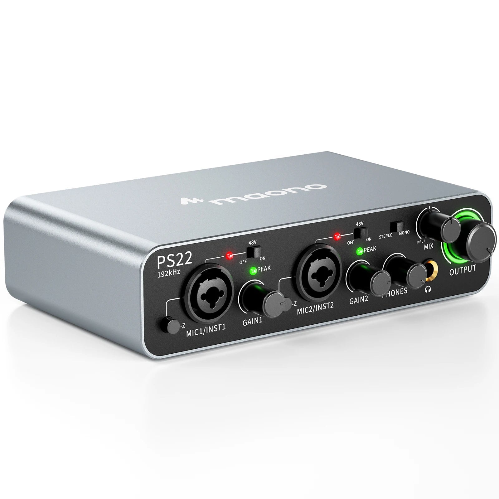 MAONO - PS22 USB Audio Interface – 60dB Pro - Preamp, 24bit 192kHz Dual USB Interface for PC & Smartphone with Routing Software - ZAMAR AUDIO SOLUTIONS