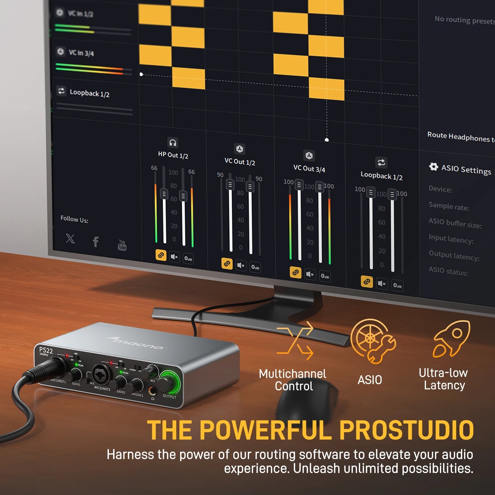 MAONO - PS22 USB Audio Interface – 60dB Pro - Preamp, 24bit 192kHz Dual USB Interface for PC & Smartphone with Routing Software - ZAMAR AUDIO SOLUTIONS