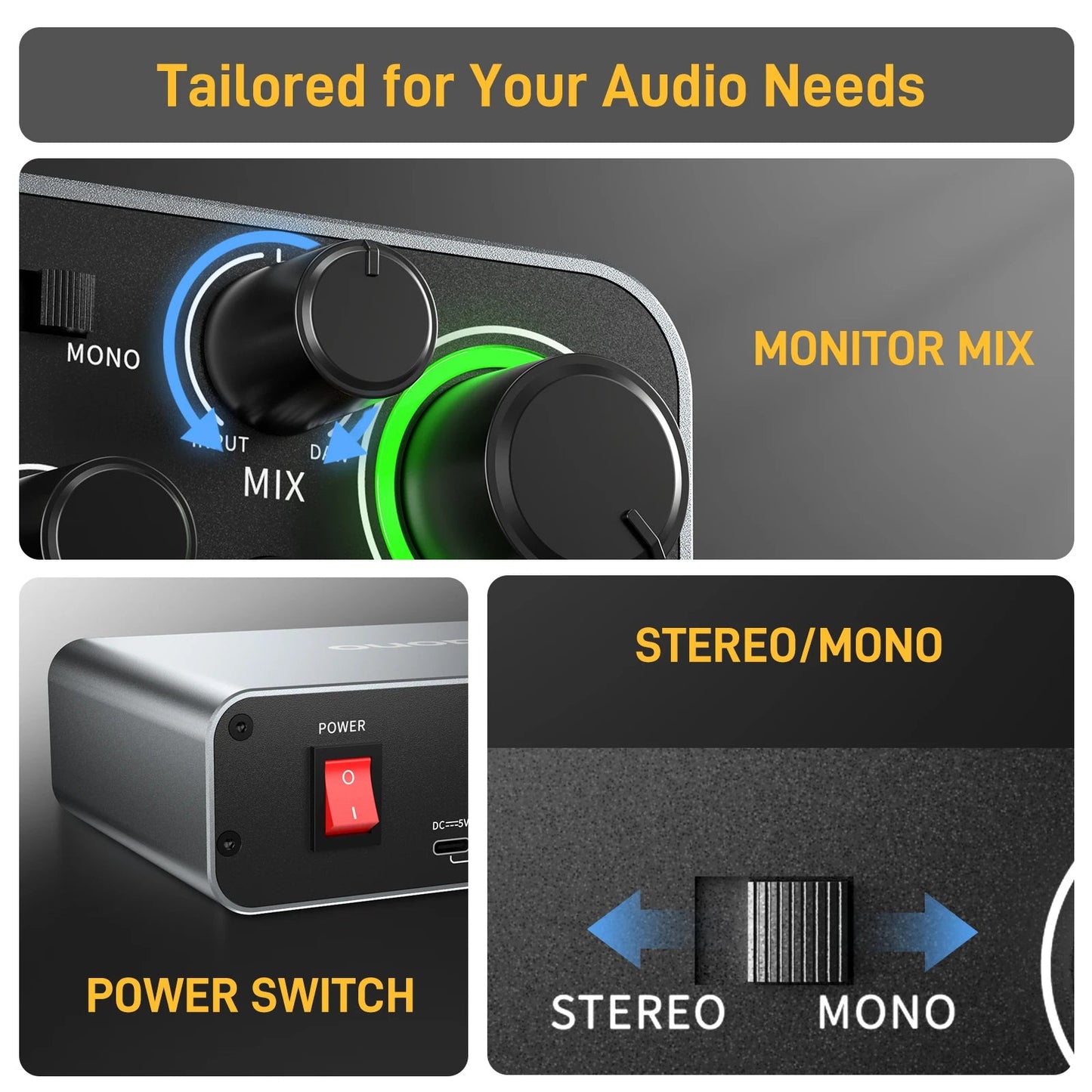 MAONO - PS22 USB Audio Interface – 60dB Pro - Preamp, 24bit 192kHz Dual USB Interface for PC & Smartphone with Routing Software - ZAMAR AUDIO SOLUTIONS